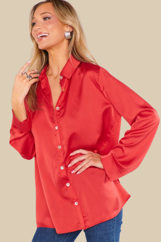 Red Satin Top