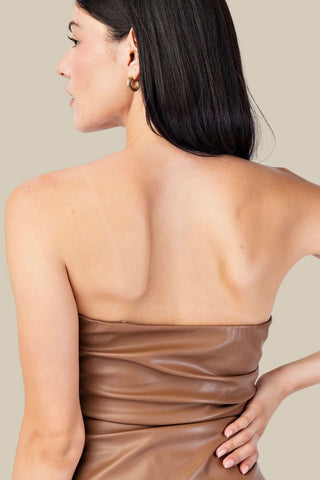 Faux leather brown top