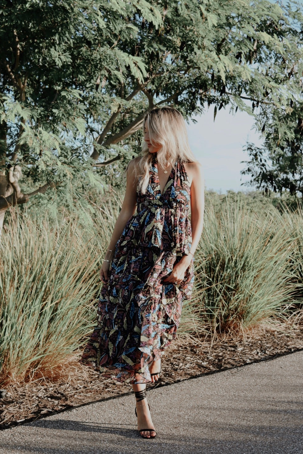 fall floral ruffle maxi dress – Ella + June Boutique | Women's